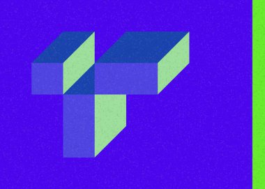 Edward Zajec 'in 1971' deki Il Cubo 'sunun uygulanması. Esasen 8 taştan oluşan bir Truchet fayans seti ve yerleştirme sanatı illüstrasyonu için kurallar