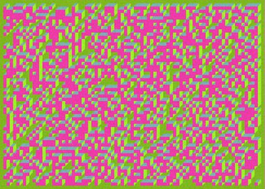 Edward Zajec 'in 1971' deki Il Cubo 'sunun uygulanması. Esasen 8 taştan oluşan bir Truchet fayans seti ve yerleştirme sanatı illüstrasyonu için kurallar