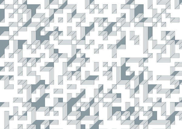 1920 Implementation of Edward Zajec "Il Cubo" from 1971. Essentially a Truchet tile set of 8 tiles and rules for placement art illustration