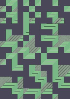 Edward Zajec 'in 1971' deki Il Cubo 'sunun uygulanması. Esasen 8 taştan oluşan bir Truchet fayans seti ve yerleştirme sanatı illüstrasyonu için kurallar