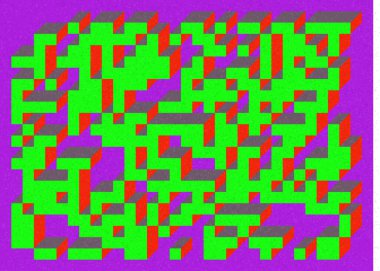 Edward Zajec 'in 1971' deki Il Cubo 'sunun uygulanması. Esasen 8 taştan oluşan bir Truchet fayans seti ve yerleştirme sanatı illüstrasyonu için kurallar