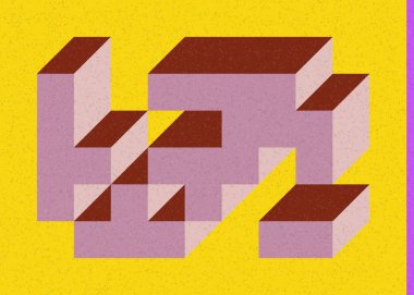 Edward Zajec 'in 1971' deki Il Cubo 'sunun uygulanması. Esasen 8 taştan oluşan bir Truchet fayans seti ve yerleştirme sanatı illüstrasyonu için kurallar