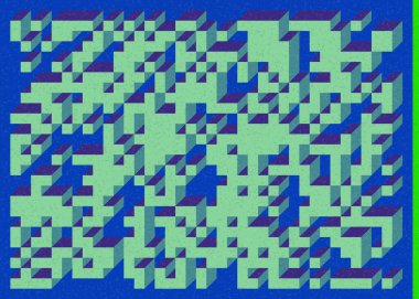 Edward Zajec 'in 1971' deki Il Cubo 'sunun uygulanması. Esasen 8 taştan oluşan bir Truchet fayans seti ve yerleştirme sanatı illüstrasyonu için kurallar