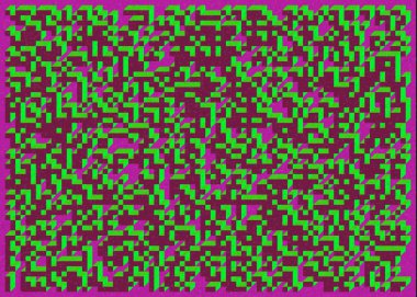 Edward Zajec 'in 1971' deki Il Cubo 'sunun uygulanması. Esasen 8 taştan oluşan bir Truchet fayans seti ve yerleştirme sanatı illüstrasyonu için kurallar