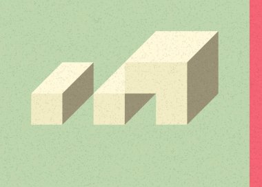 Edward Zajec 'in 1971' deki Il Cubo 'sunun uygulanması. Esasen 8 taştan oluşan bir Truchet fayans seti ve yerleştirme sanatı illüstrasyonu için kurallar