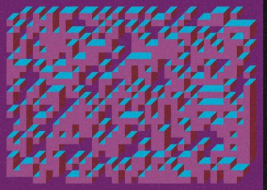 Edward Zajec 'in 1971' deki Il Cubo 'sunun uygulanması. Esasen 8 taştan oluşan bir Truchet fayans seti ve yerleştirme sanatı illüstrasyonu için kurallar