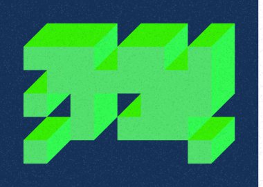 Edward Zajec 'in 1971' deki Il Cubo 'sunun uygulanması. Esasen 8 taştan oluşan bir Truchet fayans seti ve yerleştirme sanatı illüstrasyonu için kurallar