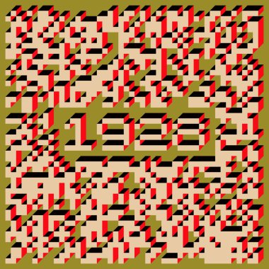 1958 'de Edward Zajec II Cubo' nun 1971 'de uygulanması. Esasen 8 taştan oluşan bir Truchet fayans seti ve yerleştirme sanatı illüstrasyonu için kurallar.