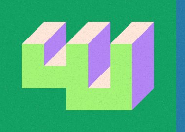 Edward Zajec 'in 1971' deki Il Cubo 'sunun uygulanması. Esasen 8 taştan oluşan bir Truchet fayans seti ve yerleştirme sanatı illüstrasyonu için kurallar