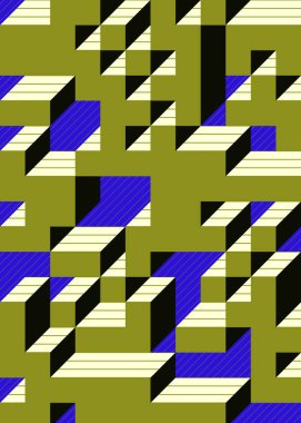 1958 'de Edward Zajec II Cubo' nun 1971 'de uygulanması. Esasen 8 taştan oluşan bir Truchet fayans seti ve yerleştirme sanatı illüstrasyonu için kurallar.