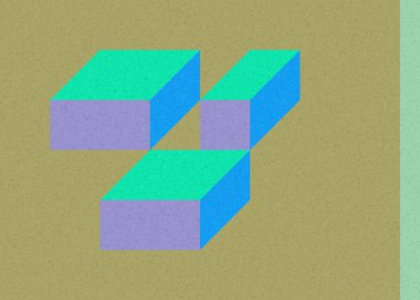 Edward Zajec 'in 1971' deki Il Cubo 'sunun uygulanması. Esasen 8 taştan oluşan bir Truchet fayans seti ve yerleştirme sanatı illüstrasyonu için kurallar