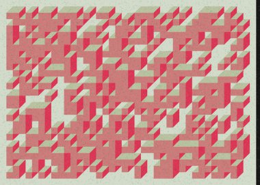 Edward Zajec 'in 1971' deki Il Cubo 'sunun uygulanması. Esasen 8 taştan oluşan bir Truchet fayans seti ve yerleştirme sanatı illüstrasyonu için kurallar