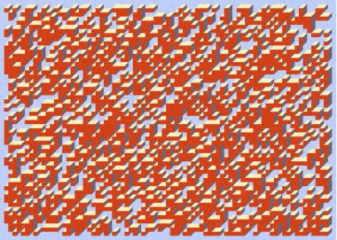 Edward Zajec 'in 1971' deki Il Cubo 'sunun uygulanması. Esasen 8 taştan oluşan bir Truchet fayans seti ve yerleştirme sanatı illüstrasyonu için kurallar