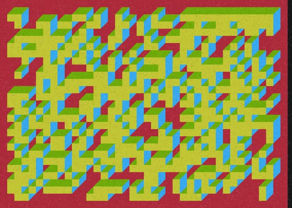 Edward Zajec 'in 1971' deki Il Cubo 'sunun uygulanması. Esasen 8 taştan oluşan bir Truchet fayans seti ve yerleştirme sanatı illüstrasyonu için kurallar