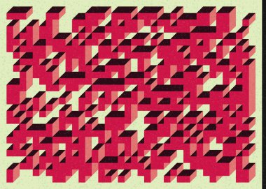 Edward Zajec 'in 1971' deki Il Cubo 'sunun uygulanması. Esasen 8 taştan oluşan bir Truchet fayans seti ve yerleştirme sanatı illüstrasyonu için kurallar