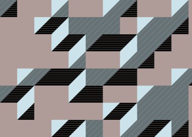 Edward Zajec 'in 1971' deki Il Cubo 'sunun uygulanması. Esasen 8 taştan oluşan bir Truchet fayans seti ve yerleştirme sanatı illüstrasyonu için kurallar