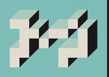 Edward Zajec 'in 1971' deki Il Cubo 'sunun uygulanması. Esasen 8 taştan oluşan bir Truchet fayans seti ve yerleştirme sanatı illüstrasyonu için kurallar