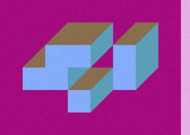 Edward Zajec 'in 1971' deki Il Cubo 'sunun uygulanması. Esasen 8 taştan oluşan bir Truchet fayans seti ve yerleştirme sanatı illüstrasyonu için kurallar