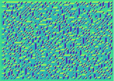 Edward Zajec 'in 1971' deki Il Cubo 'sunun uygulanması. Esasen 8 taştan oluşan bir Truchet fayans seti ve yerleştirme sanatı illüstrasyonu için kurallar