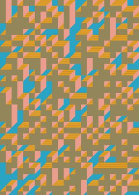 1958 'de Edward Zajec II Cubo' nun 1971 'de uygulanması. Esasen 8 taştan oluşan bir Truchet fayans seti ve yerleştirme sanatı illüstrasyonu için kurallar.