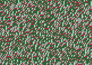 Edward Zajec 'in 1971' deki Il Cubo 'sunun uygulanması. Esasen 8 taştan oluşan bir Truchet fayans seti ve yerleştirme sanatı illüstrasyonu için kurallar