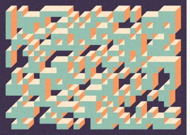 Edward Zajec 'in 1971' deki Il Cubo 'sunun uygulanması. Esasen 8 taştan oluşan bir Truchet fayans seti ve yerleştirme sanatı illüstrasyonu için kurallar