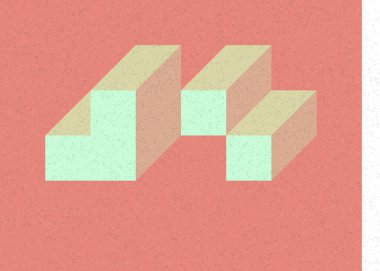 Edward Zajec 'in 1971' deki Il Cubo 'sunun uygulanması. Esasen 8 taştan oluşan bir Truchet fayans seti ve yerleştirme sanatı illüstrasyonu için kurallar