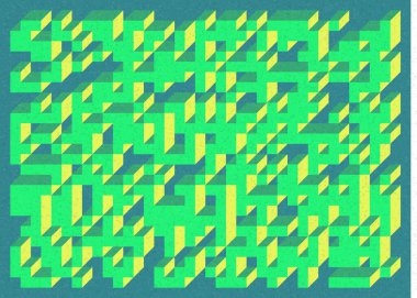 Edward Zajec 'in 1971' deki Il Cubo 'sunun uygulanması. Esasen 8 taştan oluşan bir Truchet fayans seti ve yerleştirme sanatı illüstrasyonu için kurallar
