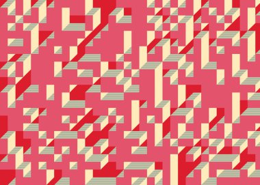 Edward Zajec 'in 1971' deki Il Cubo 'sunun uygulanması. Esasen 8 taştan oluşan bir Truchet fayans seti ve yerleştirme sanatı illüstrasyonu için kurallar