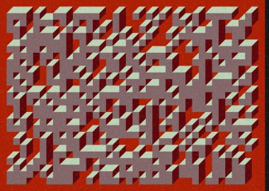 Edward Zajec 'in 1971' deki Il Cubo 'sunun uygulanması. Esasen 8 taştan oluşan bir Truchet fayans seti ve yerleştirme sanatı illüstrasyonu için kurallar