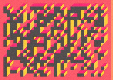 Edward Zajec 'in 1971' deki Il Cubo 'sunun uygulanması. Esasen 8 taştan oluşan bir Truchet fayans seti ve yerleştirme sanatı illüstrasyonu için kurallar