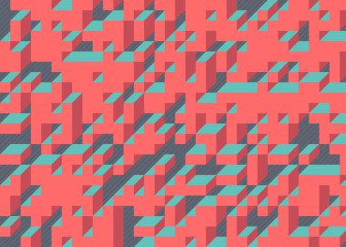 Edward Zajec 'in 1971' deki Il Cubo 'sunun uygulanması. Esasen 8 taştan oluşan bir Truchet fayans seti ve yerleştirme sanatı illüstrasyonu için kurallar