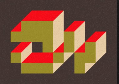 Edward Zajec 'in 1971' deki Il Cubo 'sunun uygulanması. Esasen 8 taştan oluşan bir Truchet fayans seti ve yerleştirme sanatı illüstrasyonu için kurallar