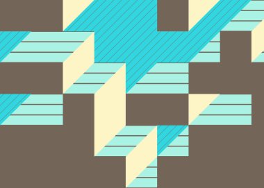 Edward Zajec 'in 1971' deki Il Cubo 'sunun uygulanması. Esasen 8 taştan oluşan bir Truchet fayans seti ve yerleştirme sanatı illüstrasyonu için kurallar