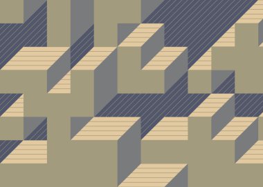 Edward Zajec 'in 1971' deki Il Cubo 'sunun uygulanması. Esasen 8 taştan oluşan bir Truchet fayans seti ve yerleştirme sanatı illüstrasyonu için kurallar