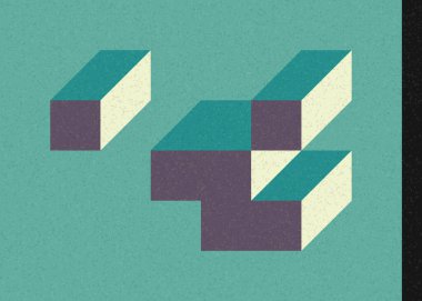 Edward Zajec 'in 1971' deki Il Cubo 'sunun uygulanması. Esasen 8 taştan oluşan bir Truchet fayans seti ve yerleştirme sanatı illüstrasyonu için kurallar