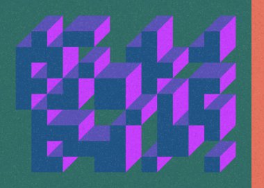 Edward Zajec 'in 1971' deki Il Cubo 'sunun uygulanması. Esasen 8 taştan oluşan bir Truchet fayans seti ve yerleştirme sanatı illüstrasyonu için kurallar