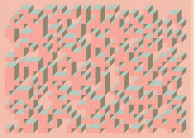 Edward Zajec 'in 1971' deki Il Cubo 'sunun uygulanması. Esasen 8 taştan oluşan bir Truchet fayans seti ve yerleştirme sanatı illüstrasyonu için kurallar