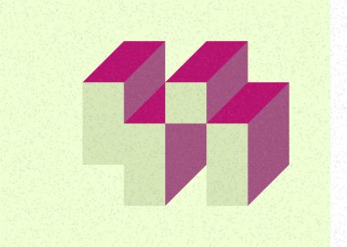 Edward Zajec 'in 1971' deki Il Cubo 'sunun uygulanması. Esasen 8 taştan oluşan bir Truchet fayans seti ve yerleştirme sanatı illüstrasyonu için kurallar