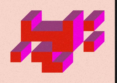 Edward Zajec 'in 1971' deki Il Cubo 'sunun uygulanması. Esasen 8 taştan oluşan bir Truchet fayans seti ve yerleştirme sanatı illüstrasyonu için kurallar