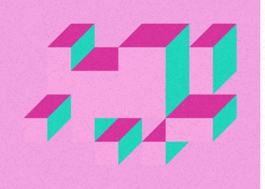 Edward Zajec 'in 1971' deki Il Cubo 'sunun uygulanması. Esasen 8 taştan oluşan bir Truchet fayans seti ve yerleştirme sanatı illüstrasyonu için kurallar