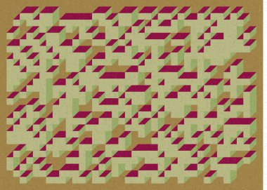 Edward Zajec 'in 1971' deki Il Cubo 'sunun uygulanması. Esasen 8 taştan oluşan bir Truchet fayans seti ve yerleştirme sanatı illüstrasyonu için kurallar