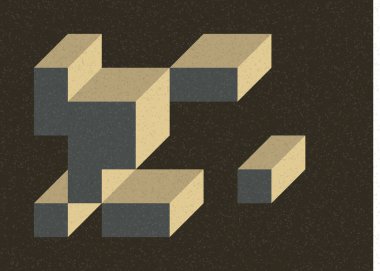 Edward Zajec 'in 1971' deki Il Cubo 'sunun uygulanması. Esasen 8 taştan oluşan bir Truchet fayans seti ve yerleştirme sanatı illüstrasyonu için kurallar