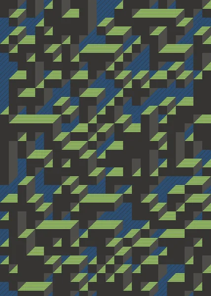 Edward Zajec 'in 1971' deki Il Cubo 'sunun uygulanması. Esasen 8 taştan oluşan bir Truchet fayans seti ve yerleştirme sanatı illüstrasyonu için kurallar