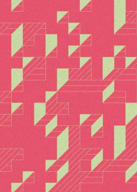 Edward Zajecs 2. Cubo 'nun 1971' deki uygulaması. Esasen 8 taştan oluşan bir Truchet fayans seti ve yerleştirme sanatı illüstrasyonu için kurallar.