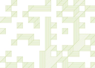 Edward Zajecs 2. Cubo 'nun 1971' deki uygulaması. Esasen 8 taştan oluşan bir Truchet fayans seti ve yerleştirme sanatı illüstrasyonu için kurallar.