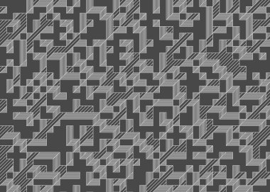 Edward Zajecs 2. Cubo 'nun 1971' deki uygulaması. Esasen 8 taştan oluşan bir Truchet fayans seti ve yerleştirme sanatı illüstrasyonu için kurallar.