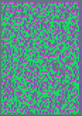 Edward Zajecs 2. Cubo 'nun 1971' deki uygulaması. Esasen 8 taştan oluşan bir Truchet fayans seti ve yerleştirme sanatı illüstrasyonu için kurallar.