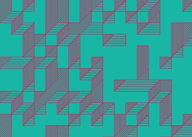 Edward Zajecs 2. Cubo 'nun 1971' deki uygulaması. Esasen 8 taştan oluşan bir Truchet fayans seti ve yerleştirme sanatı illüstrasyonu için kurallar.