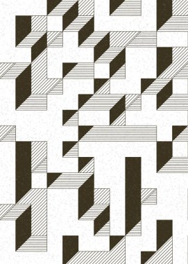 Edward Zajecs 2. Cubo 'nun 1971' deki uygulaması. Esasen 8 taştan oluşan bir Truchet fayans seti ve yerleştirme sanatı illüstrasyonu için kurallar.